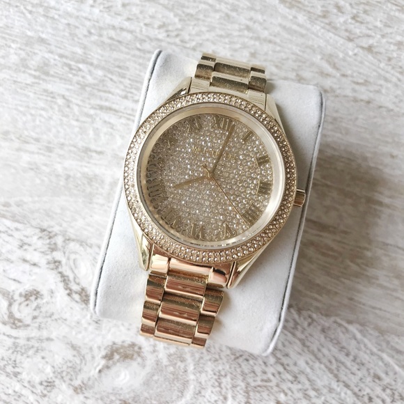 Michael Kors Accessories - ⚡️HP2X⚡️Michael Kors Oversized Gold Watch Pave